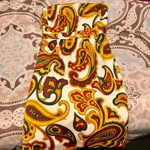 Strapless paisley print dress